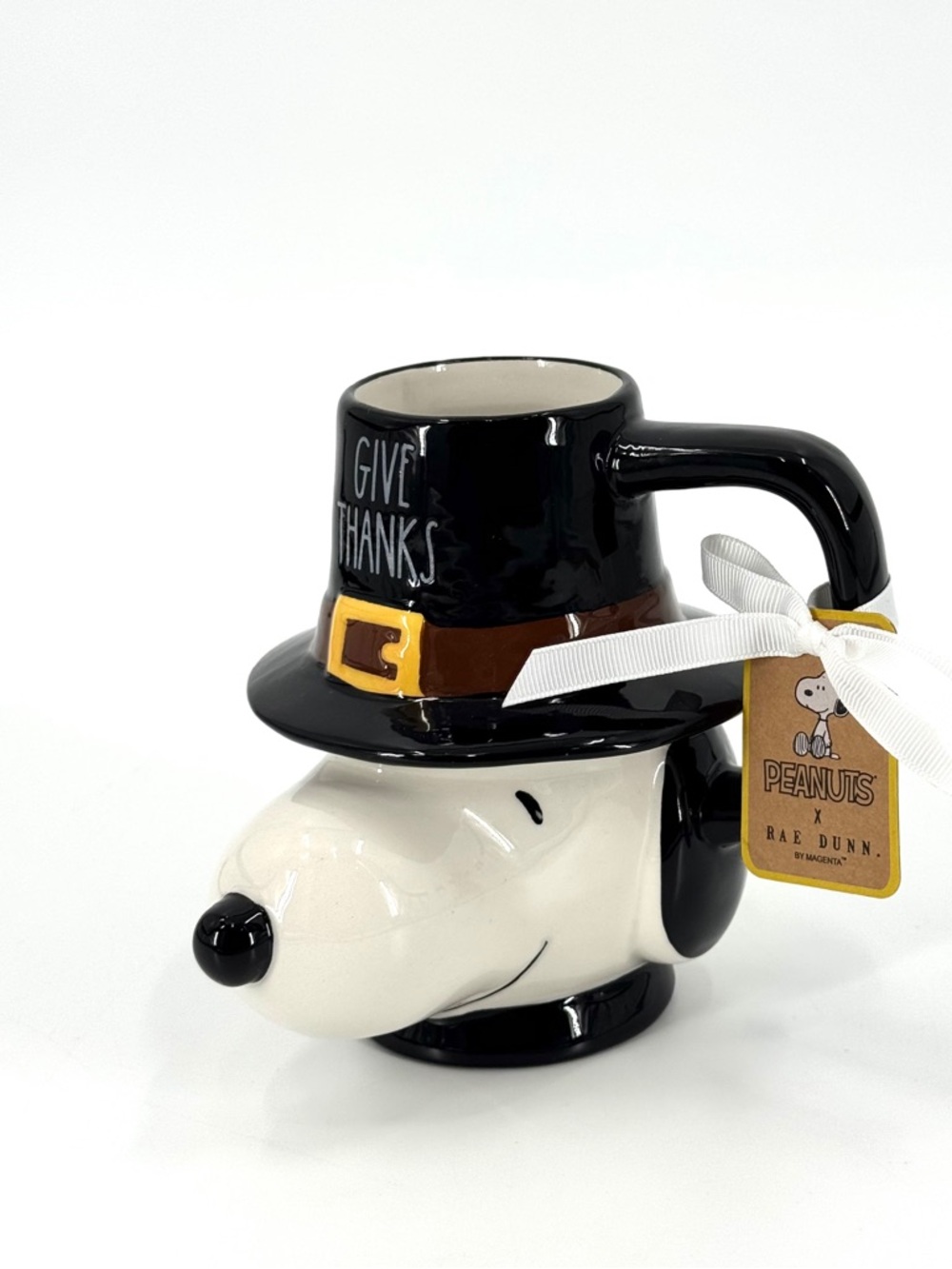 NWT Rae Dunn x Peanuts "Give Thanks" Snoopy Pilgrim Hat Cup